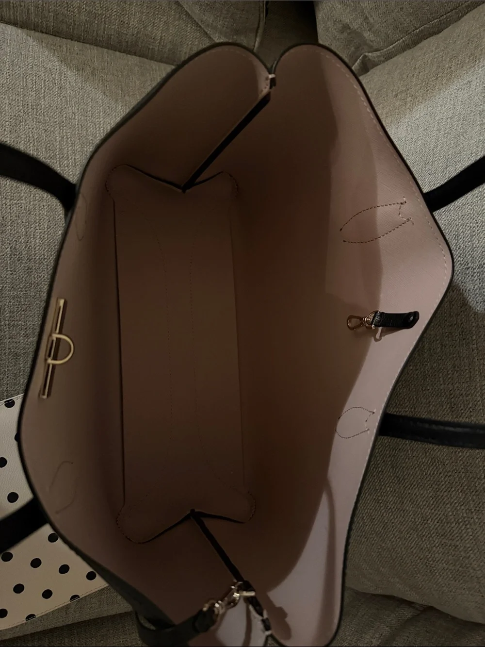 kate spade Black Tote with Light Pink Polka Dot Pouch
